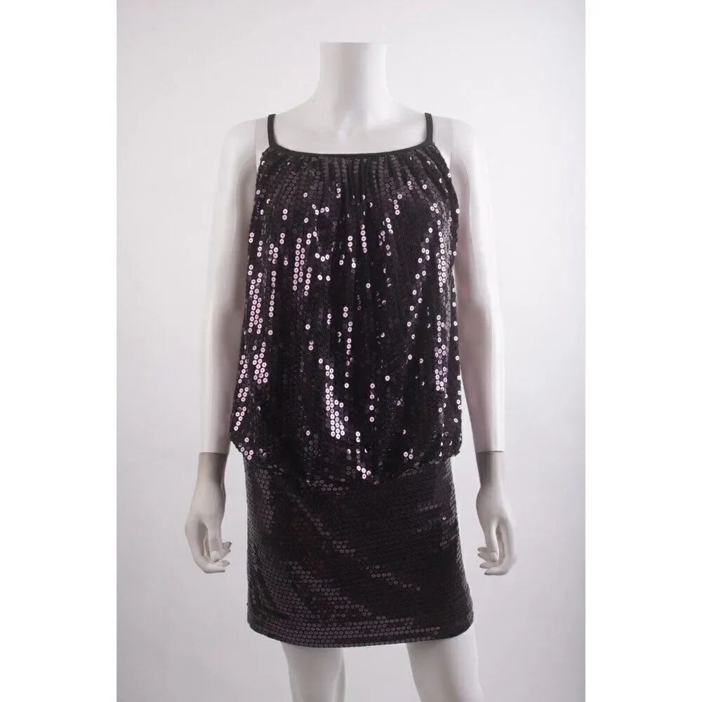 MARC BOUWER GLAMIT Womans Mini sequin Dress Size 2 Purple Party Cocktail